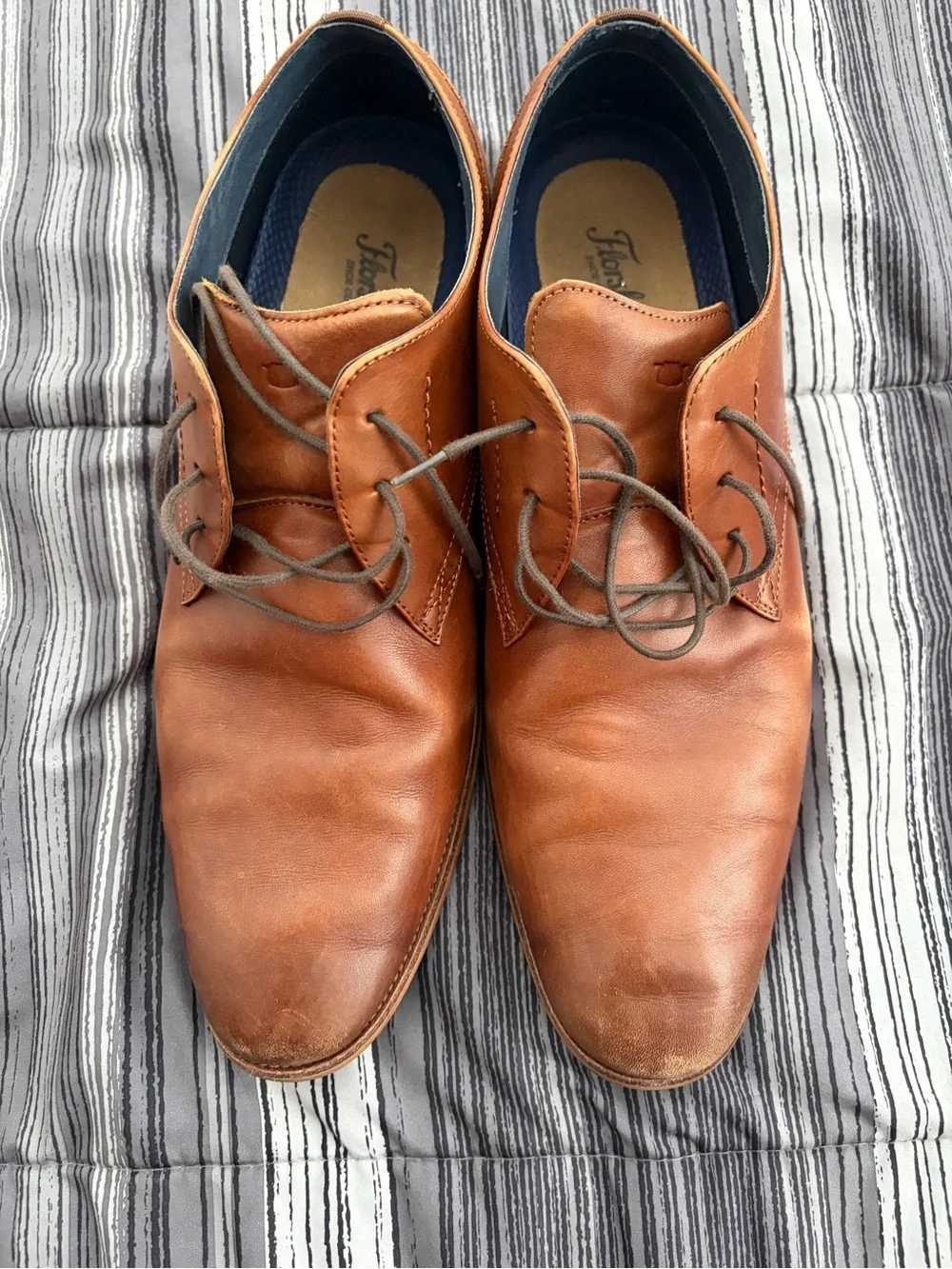 Florsheim Tan Leather Derby Lace-Up Shoes